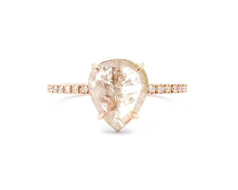 Everett Fine Jewelry 1.58 Carat Pear Rose Cut Diamond Solitaire Ring